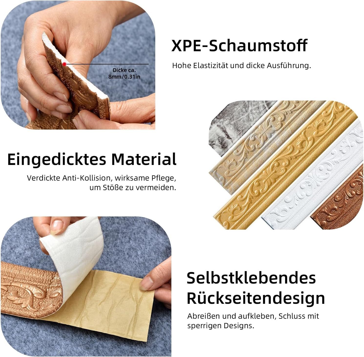 Kaket Bordüre 3D Stuckleisten Wand, Zierleisten günstig online kaufen