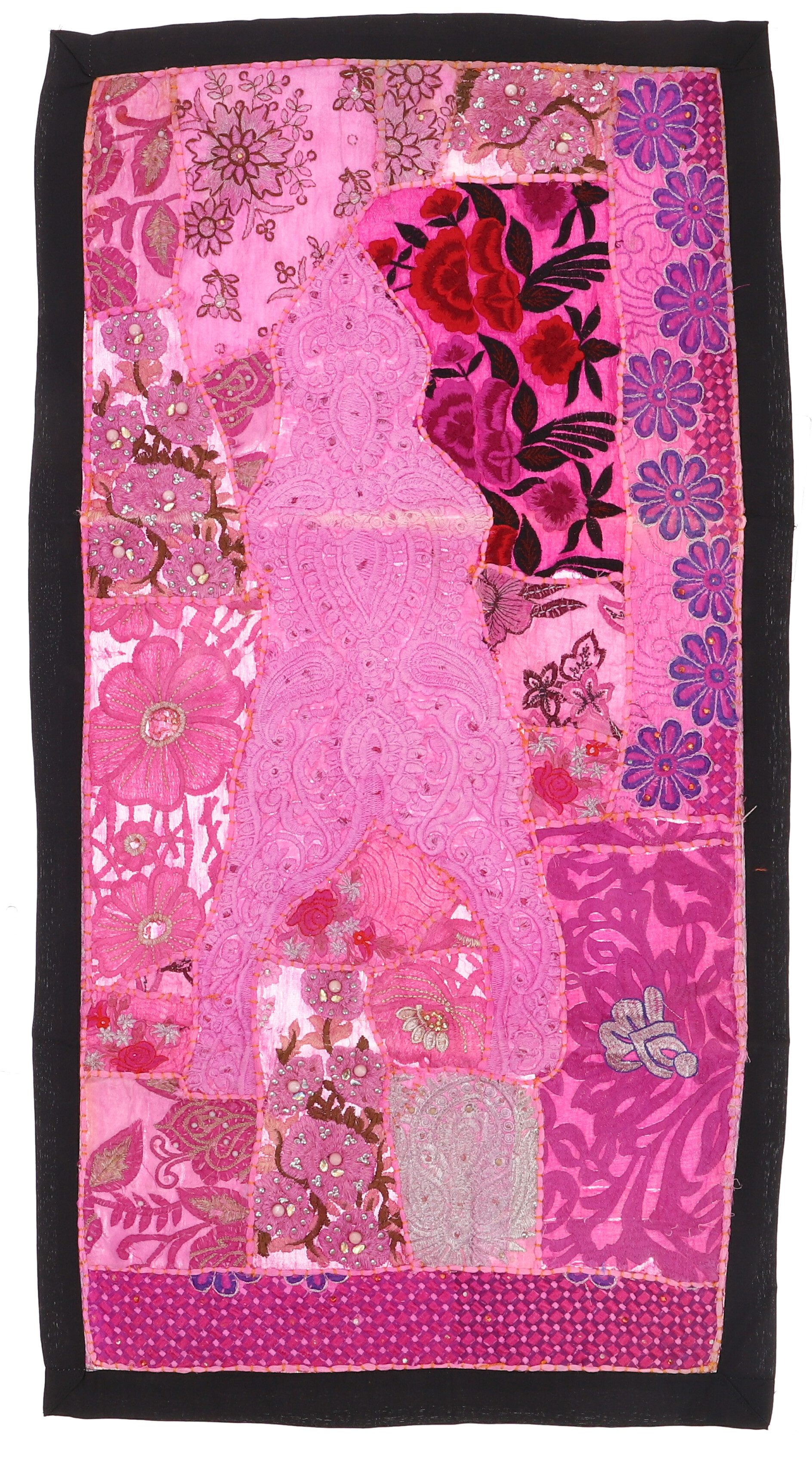Guru-Shop Wandteppich Indischer Wandteppich Patchwork Wandbehang,.., Höhe: 45 mm