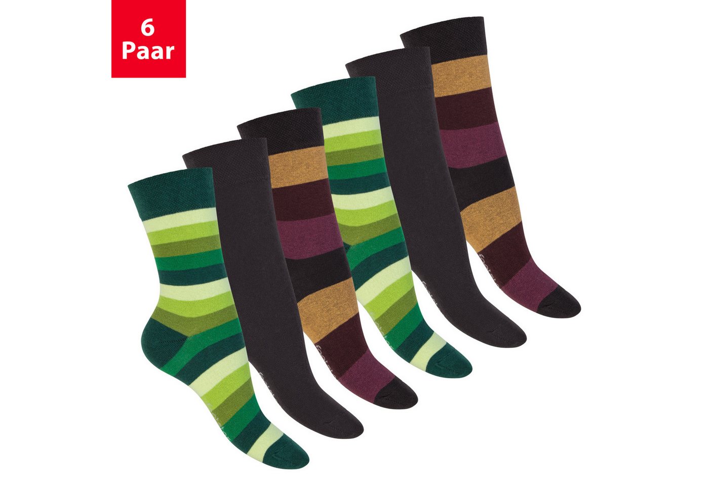 Footstar Socken Damen & Herren Ringel Socken (6 Paar)