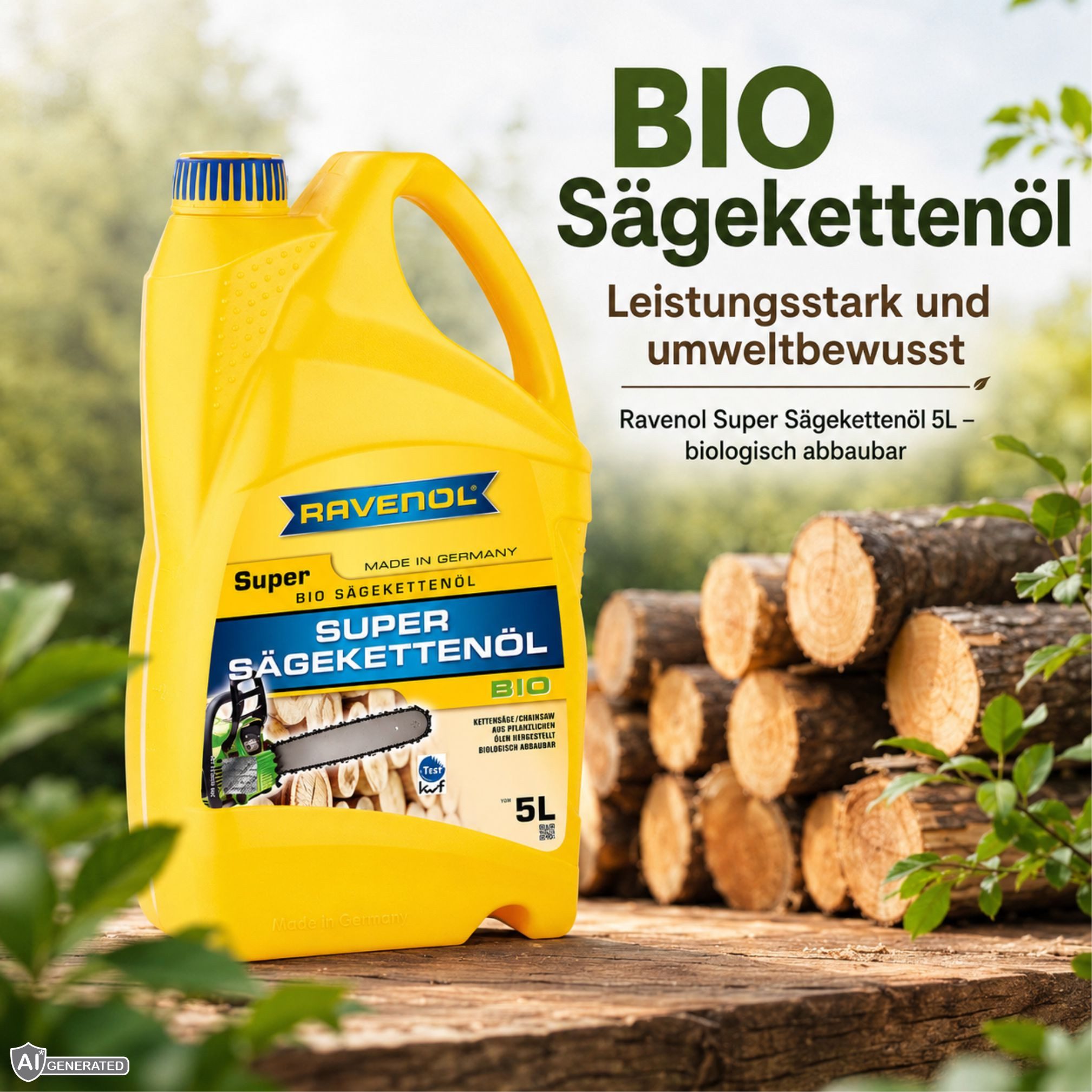 Ravenol Kettensägenöl Super Sägekettenöl 5 Liter, Biologisch abbaubares Haftöl für Motorsägen und Sägeketten