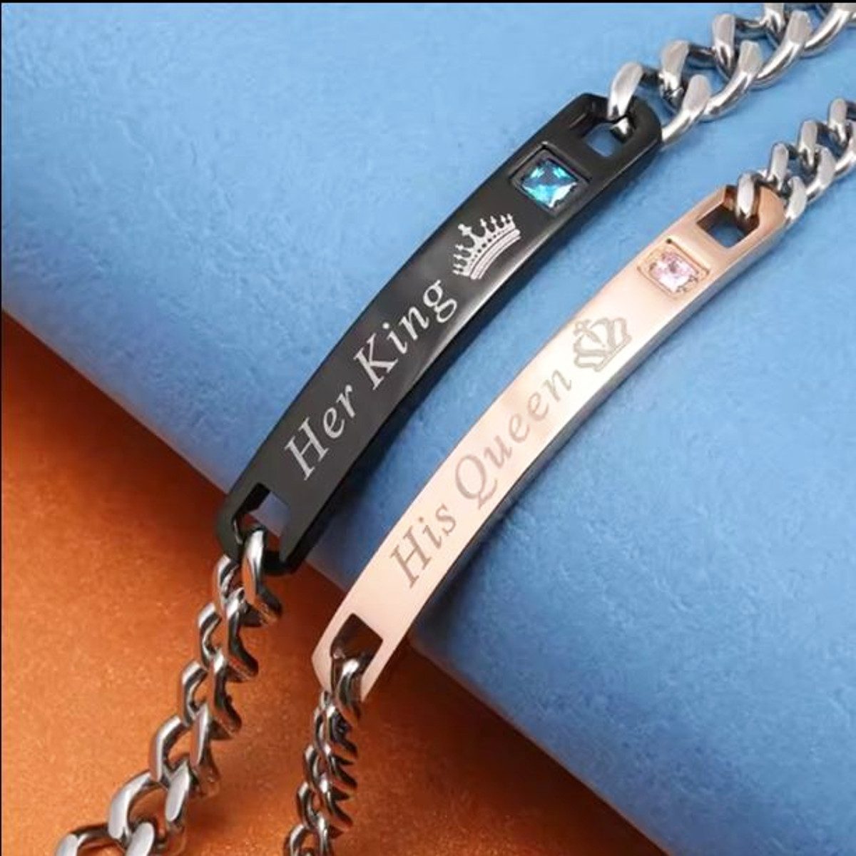 KARMA Armband Set Partner Armbänder Edelstahl Pärchenschmuck Armband Herren (Paarschmuck Armänder Liebesarmbänder, 2er Set), Edelstahl schwarz rosegold silber Armband Damen