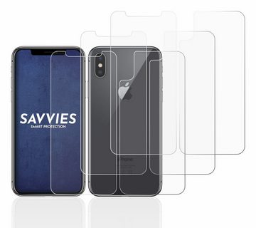 Savvies Schutzfolie für Apple iPhone X (Display+Rückseite), Displayschutzfolie, 6 Stück, Folie klar