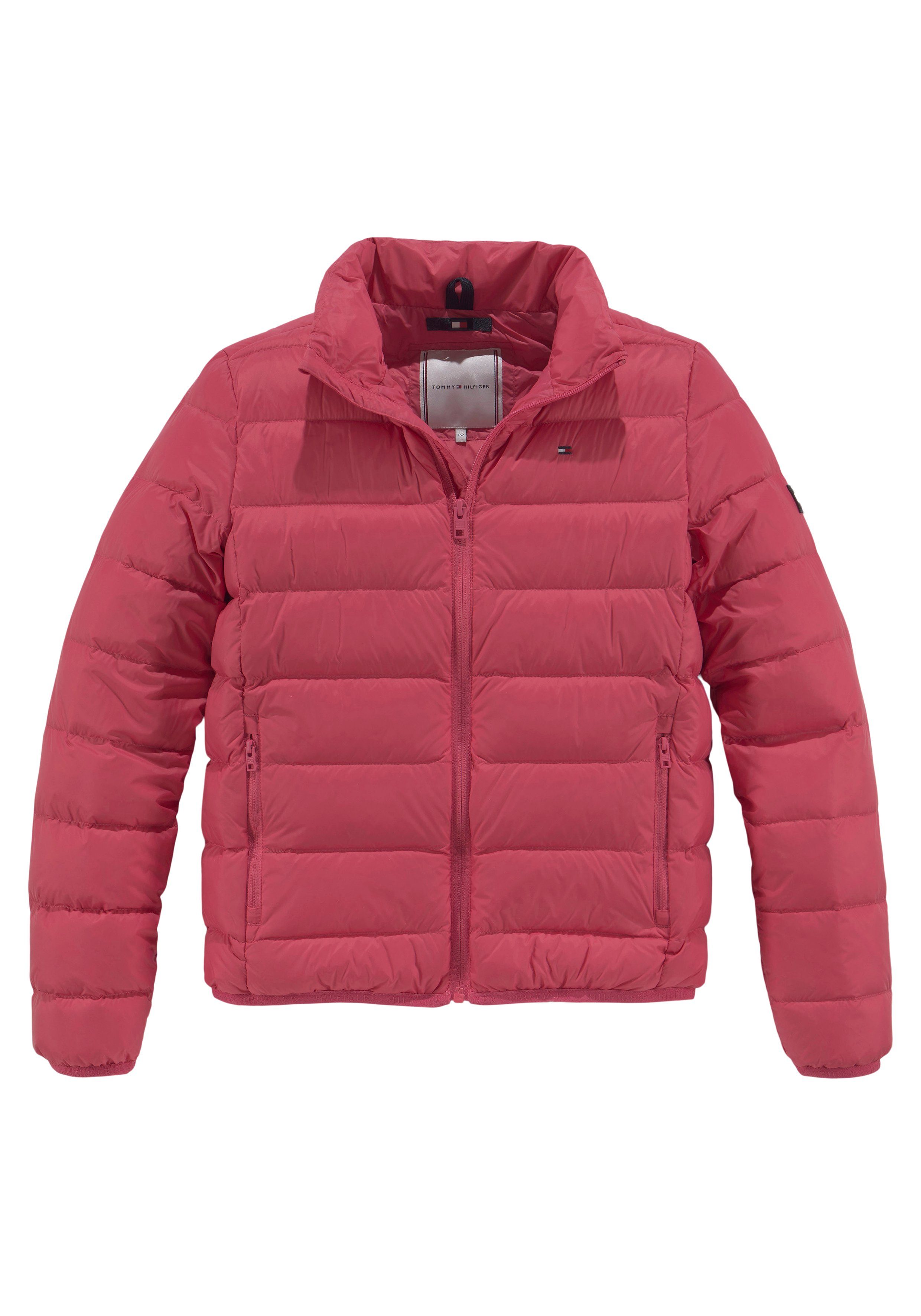 Tommy U Tommy mit Steppjacke Hilfger LIGHT ESSENTIAL Hilfiger JACKET DOWN Washed-Crimson Markenlabel