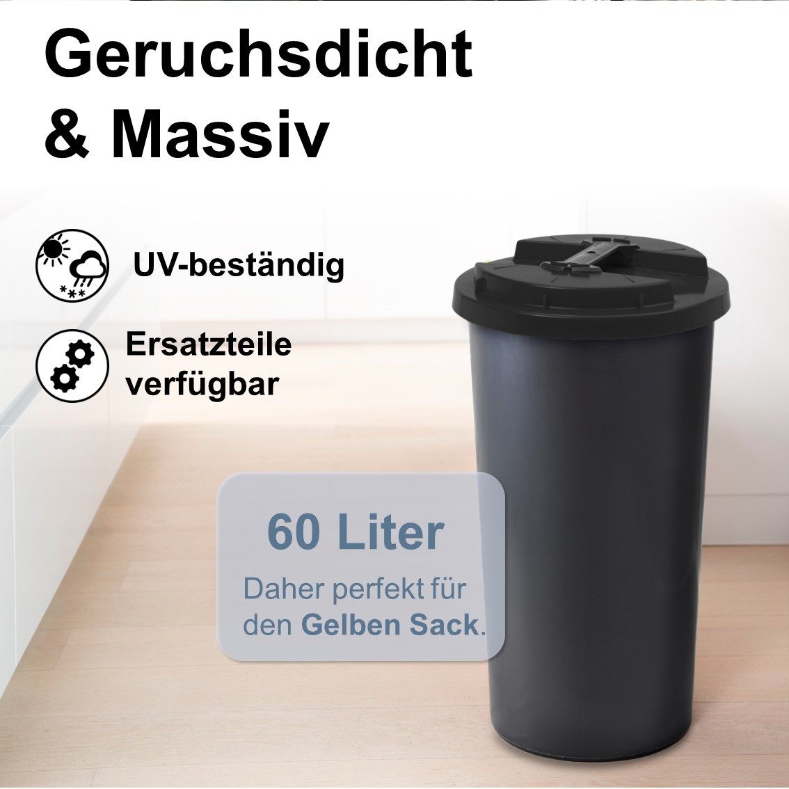 KUEFA Müllsackständer BSC 60L Mülleimer Gelber Sack, inkl. Klemm-Ring, UV-beständig – Bild 2 von 5