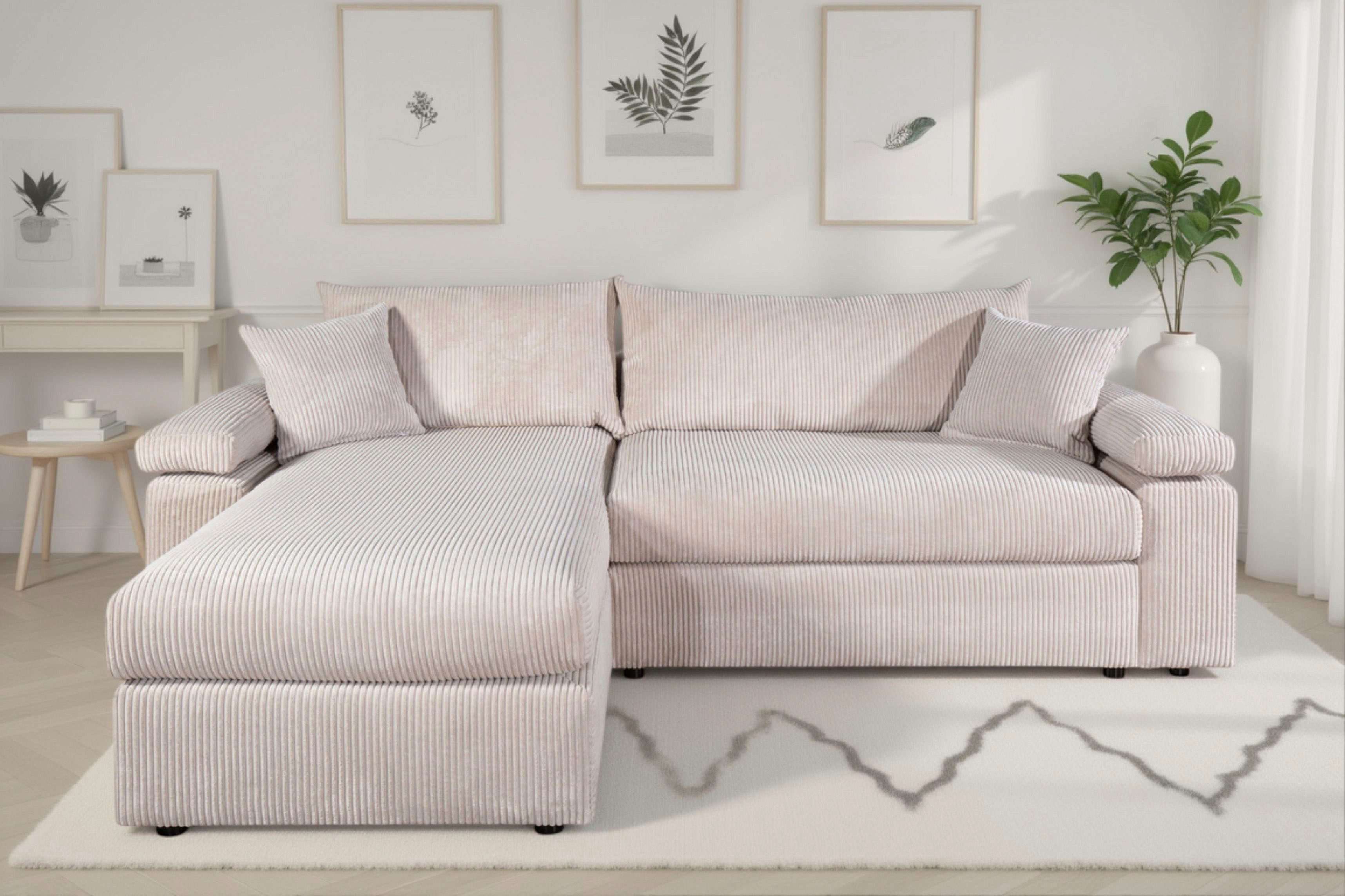 OTTO home Ecksofa Cosy L-Form, Breite 234 cm, Sitzaufbau im Sandwich-Federkern, mit Kaltschaumauflage, Bezüge in Cord oder Struktur weich wählbar