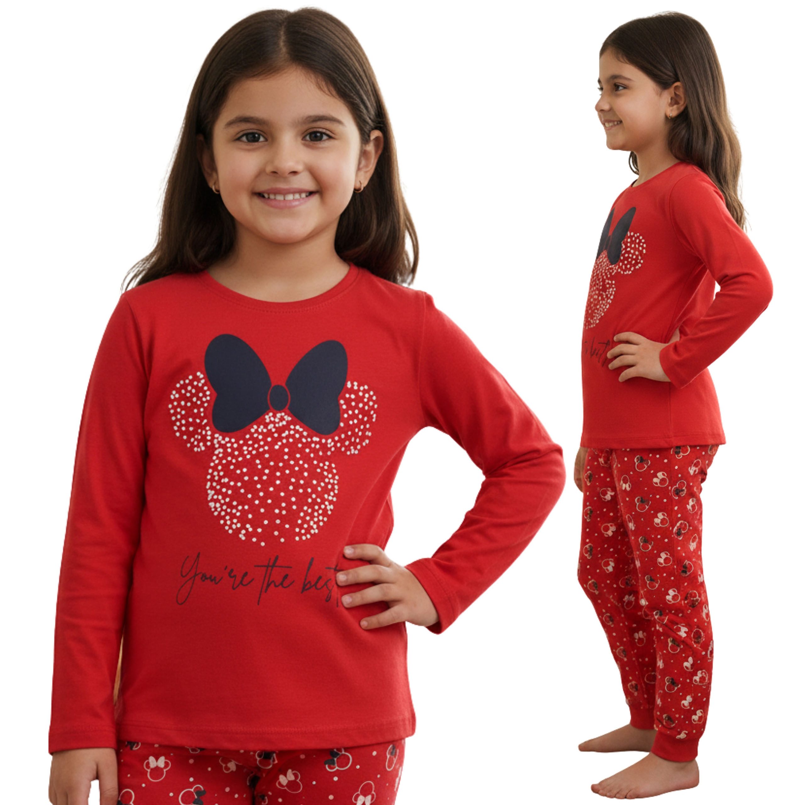Pyjama DISNEY Minnie Mouse Pyjama Mädchen, zweiteilig, 100% Baumwolle