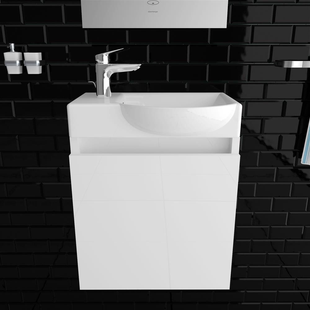 Alpenberger Badmöbel-Set Gäste WC Möbel Set - Waschtisch mit Waschbeckenunt günstig online kaufen