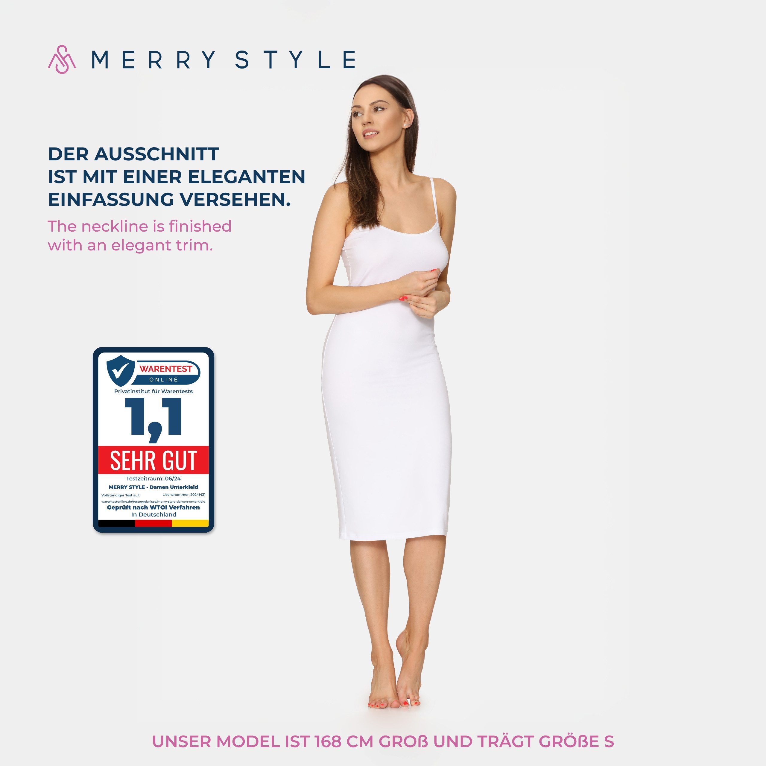 Merry Style Unterkleid Damen Spaghettikleid MS10-402 (1-tlg) aus Viskose