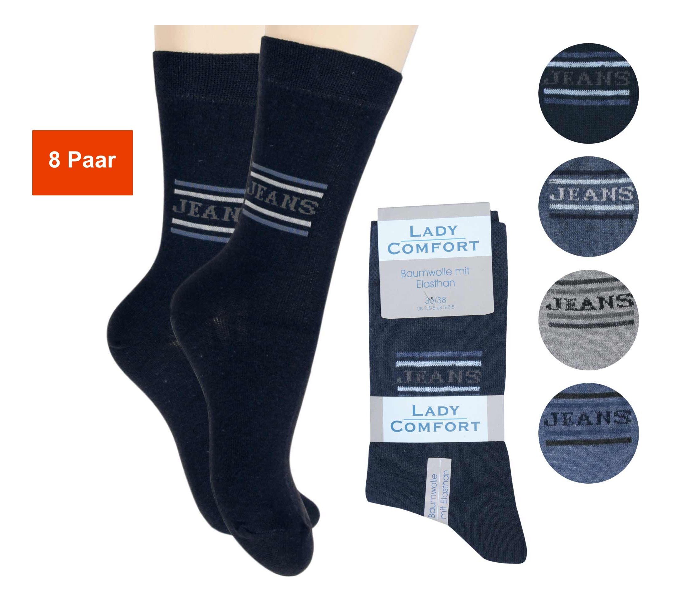 atmungsaktiv Cocain Vorteilspack Socken (8-Paar) underwear Socken hoher Damen blau Tragekomfort