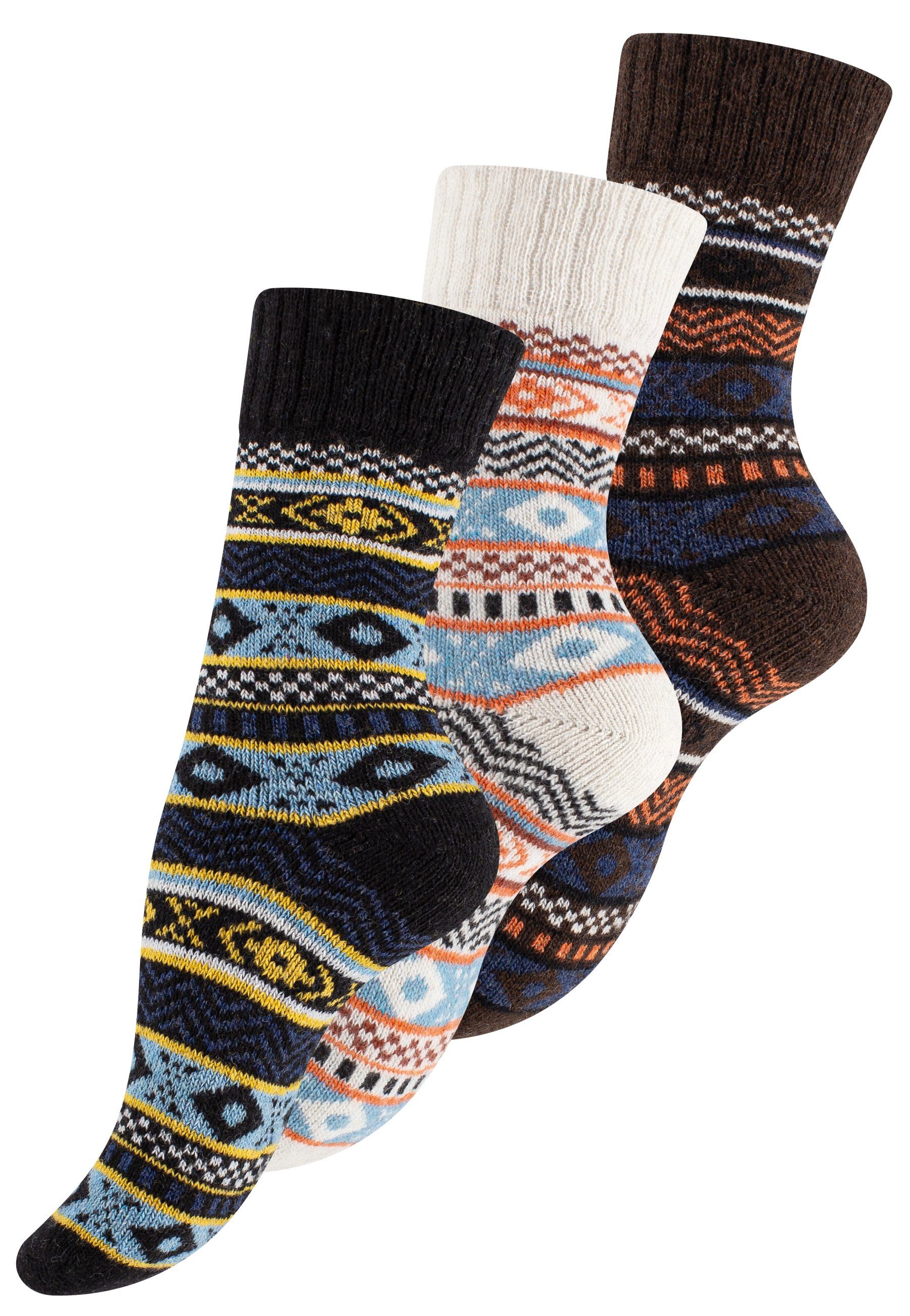 Vincent Creation® Socken (3-Paar) Hygge Socken mit Wolle
