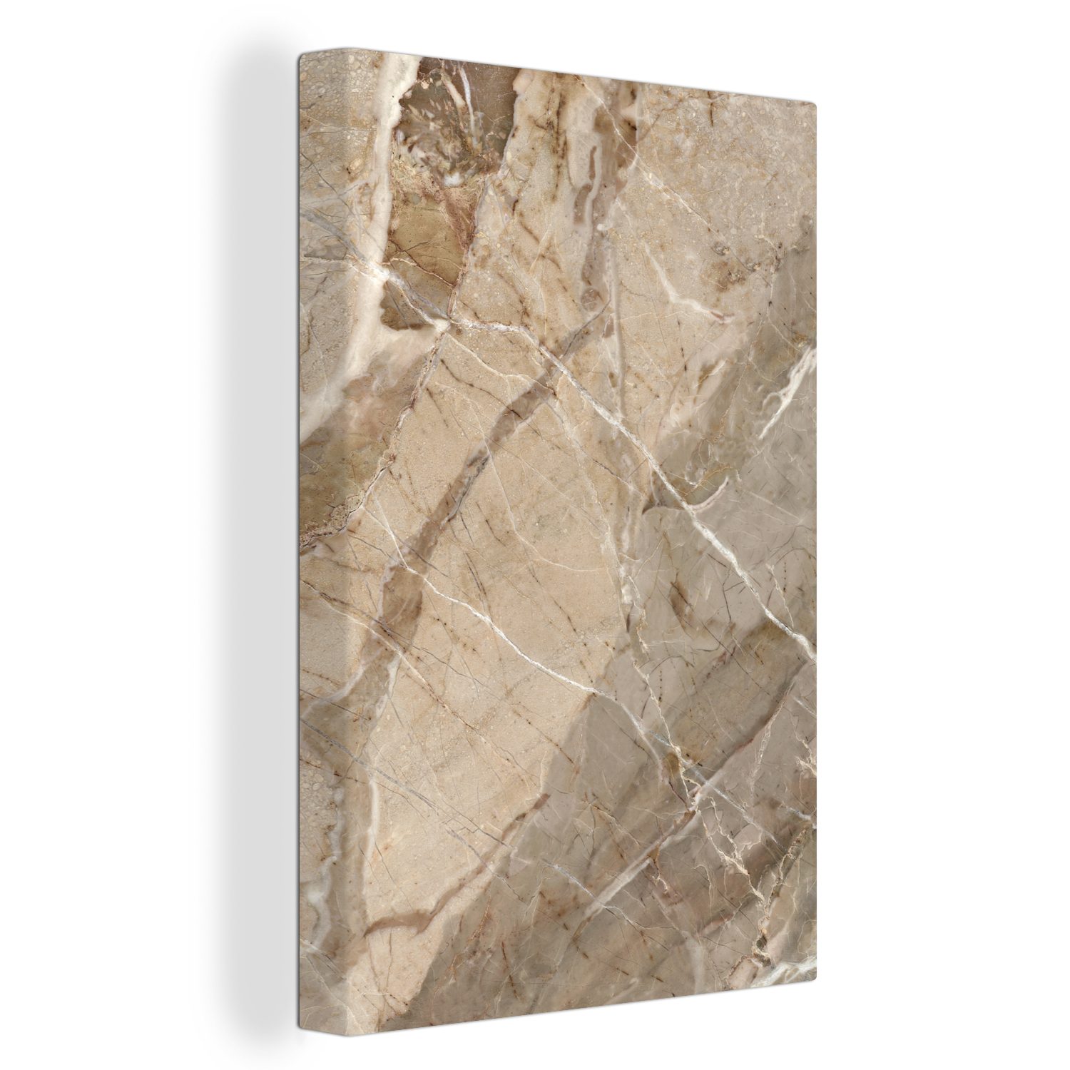 OneMillionCanvasses® Leinwandbild Braun - cm Weiß fertig 20x30 Granit Leinwandbild inkl. (1 Gemälde, Stein, bespannt - - St), Zackenaufhänger