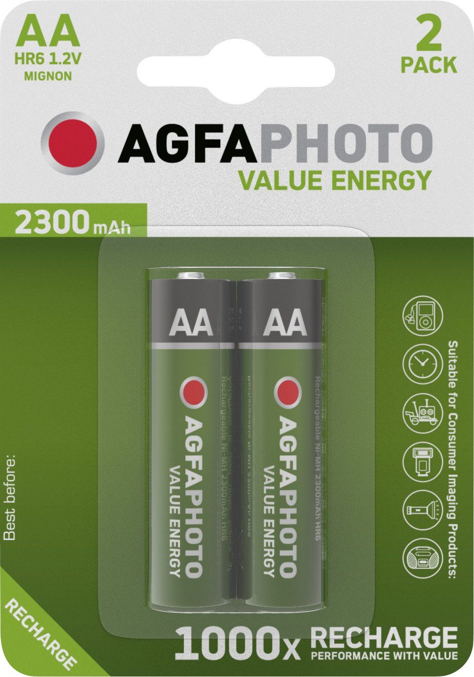 AgfaPhoto Agfaphoto Akku NiMH, Mignon, AA, HR06, 1.2V/2300mAh Value Energy, Ret Akku