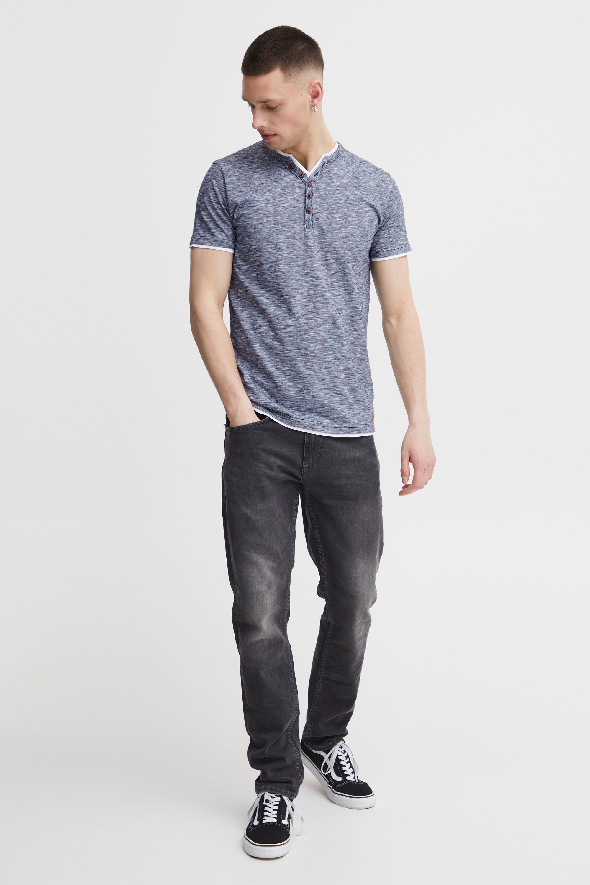 !Solid Rundhalsshirt SDDigos T-Shirt mit Knopfleiste