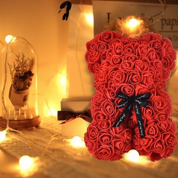 NWS Geschenkbox (Geschenke für Muttertag, Valentinstag, Braut, Die perfekte Party), Rose Flower Bär Handgemachter Teddybär, Beste künstliche Dekoration