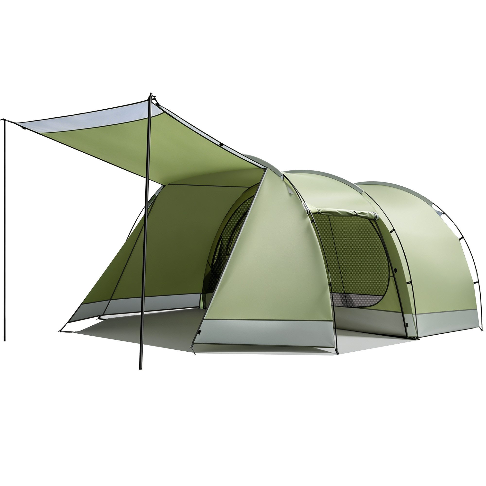 Lumkudos Tunnelzelt Camping Zelt 4 Personen Zelte 5000 mm Familienzelt 420 x 260 x 150 cm, Personen: 4 (Packung, 1 tlg., Tragetasche, Bodenplane, Innenzelt mit Moskitonetz, Heringe), Campingzelt mit Vorzelt Schlafkabine Tent mit abnehmbarem Zeltboden