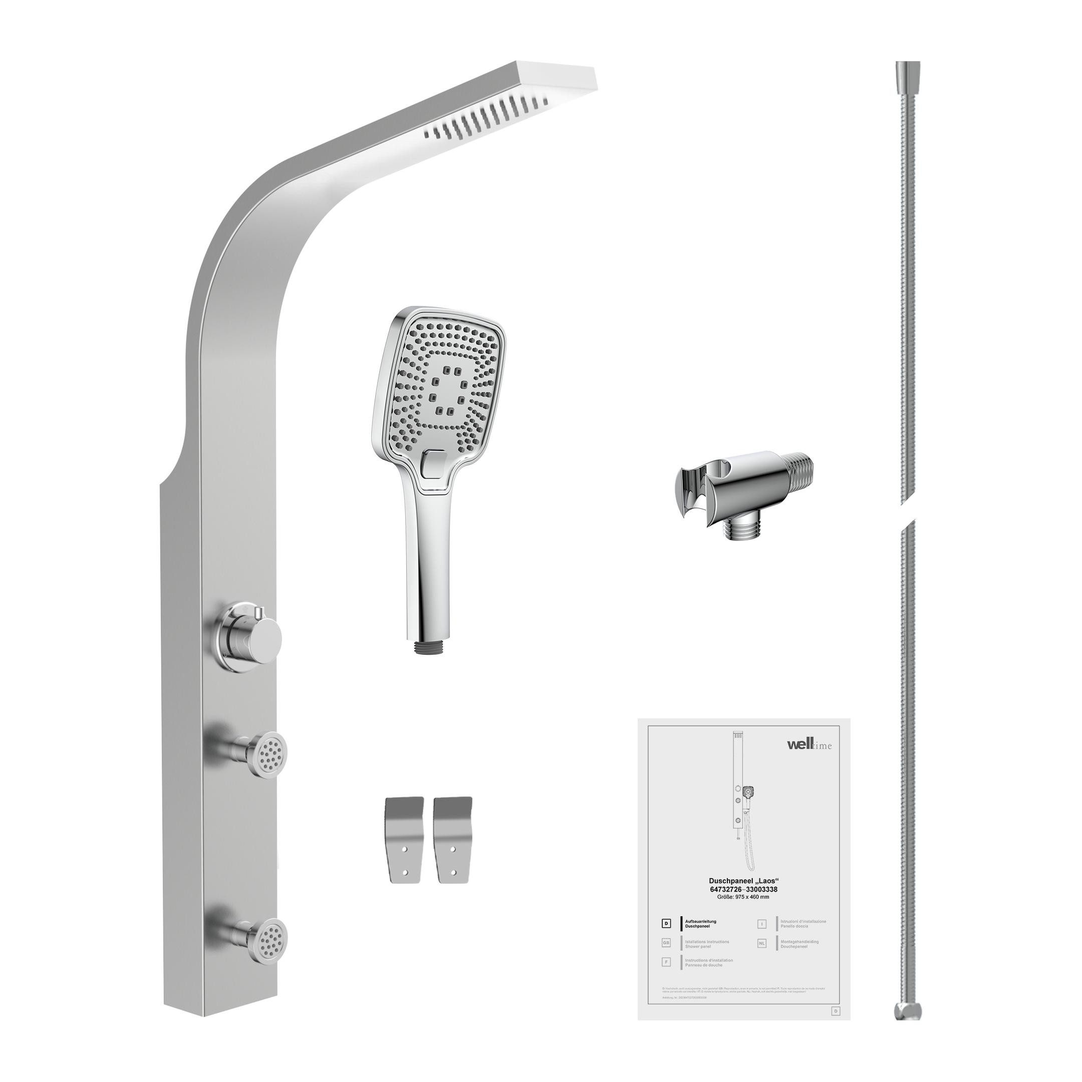 welltime Duschsäule Laos, Höhe 102 cm, Duschsystem mit Regendusche,Massagedüsen & Handbrause mit 3 Funktionen