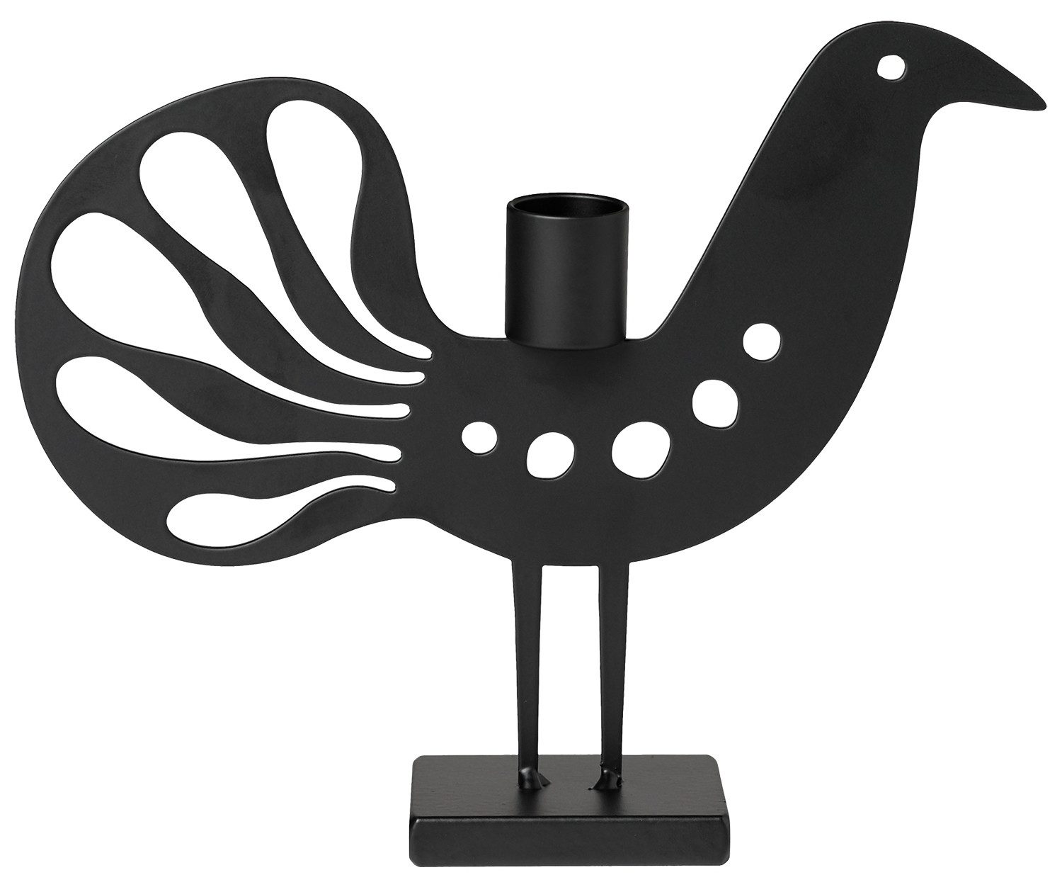 Bengt & Lotta Kerzenständer Mäandervogel Höhe 17 cm schwarz Eisen (lackiert), hergestellt in Schweden