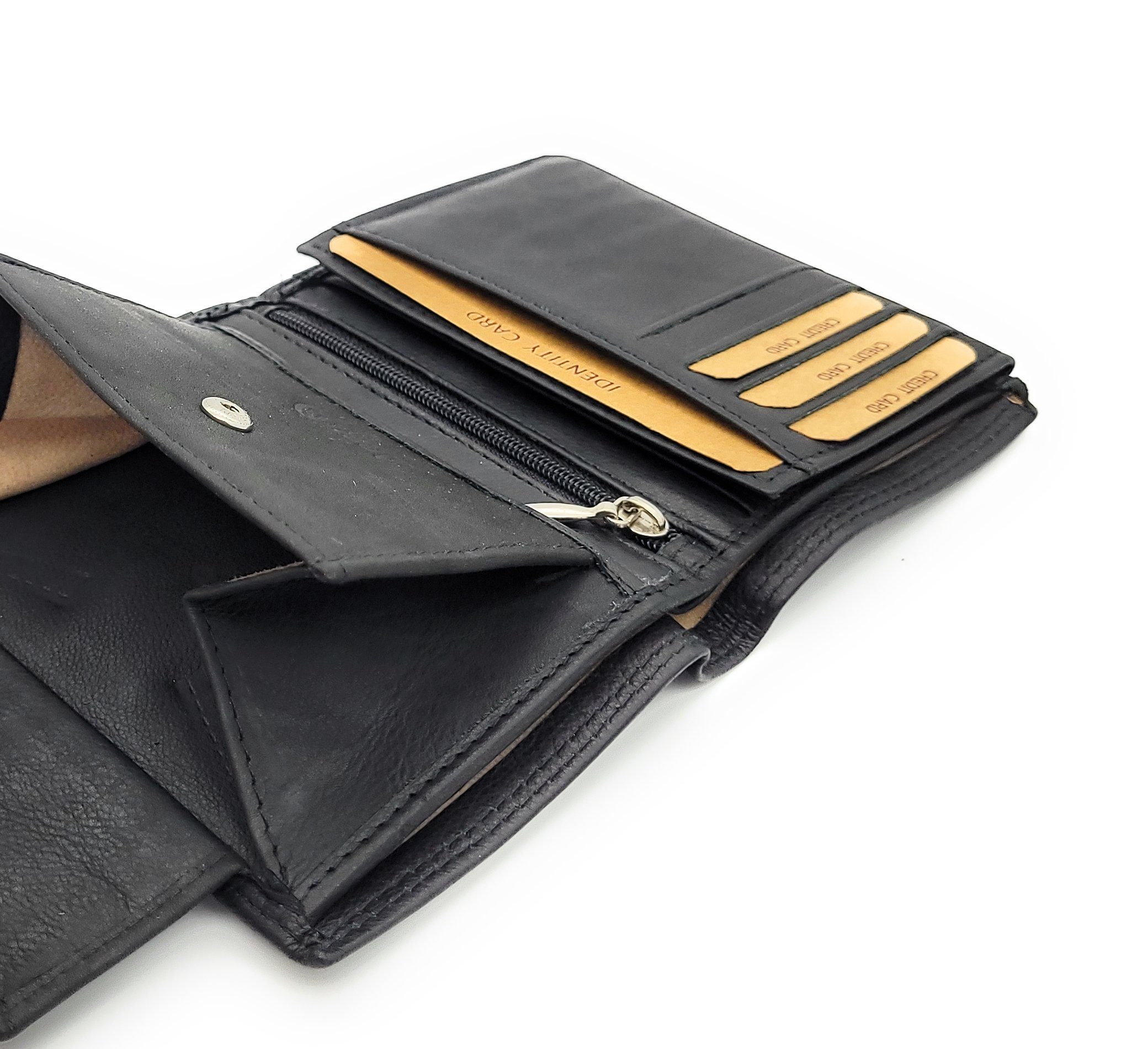 JOCKEY CLUB Geldbörse echt Leder Portemonnaie mit großem Ausweisfach für KFZ Papiere, Scheinfächer aus echtem Velourleder, Doppelnaht außen, RFID Schutz