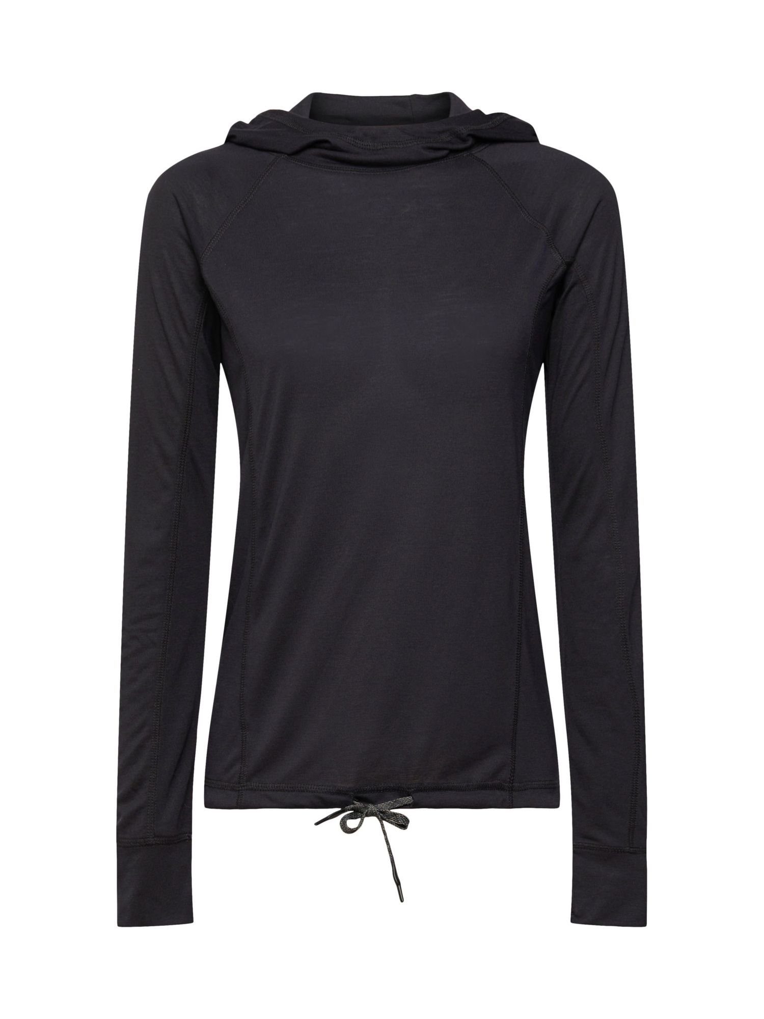 esprit sports Langarmshirt Longsleeve mit Kapuze, LENZING™ ECOVERO™ (1-tlg) BLACK