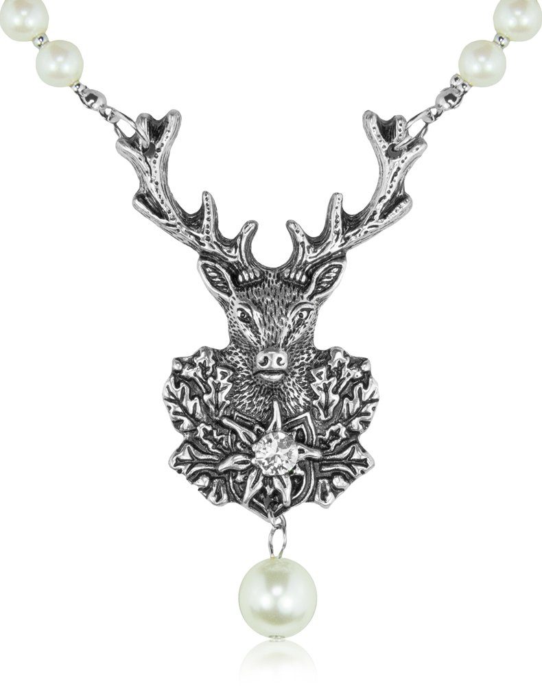 LUISIA® Perlenkette Halskette mit Hirsch Anhänger günstig online kaufen