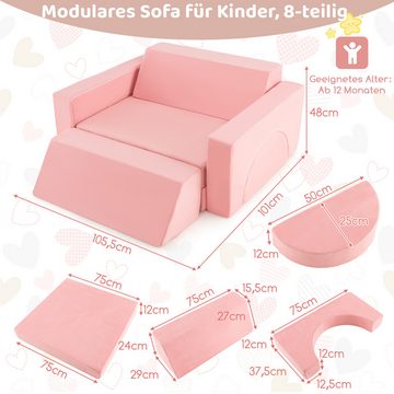 COSTWAY Kindersessel (8-St), Modular, Spielsofa mit abnehmbarem Bezug