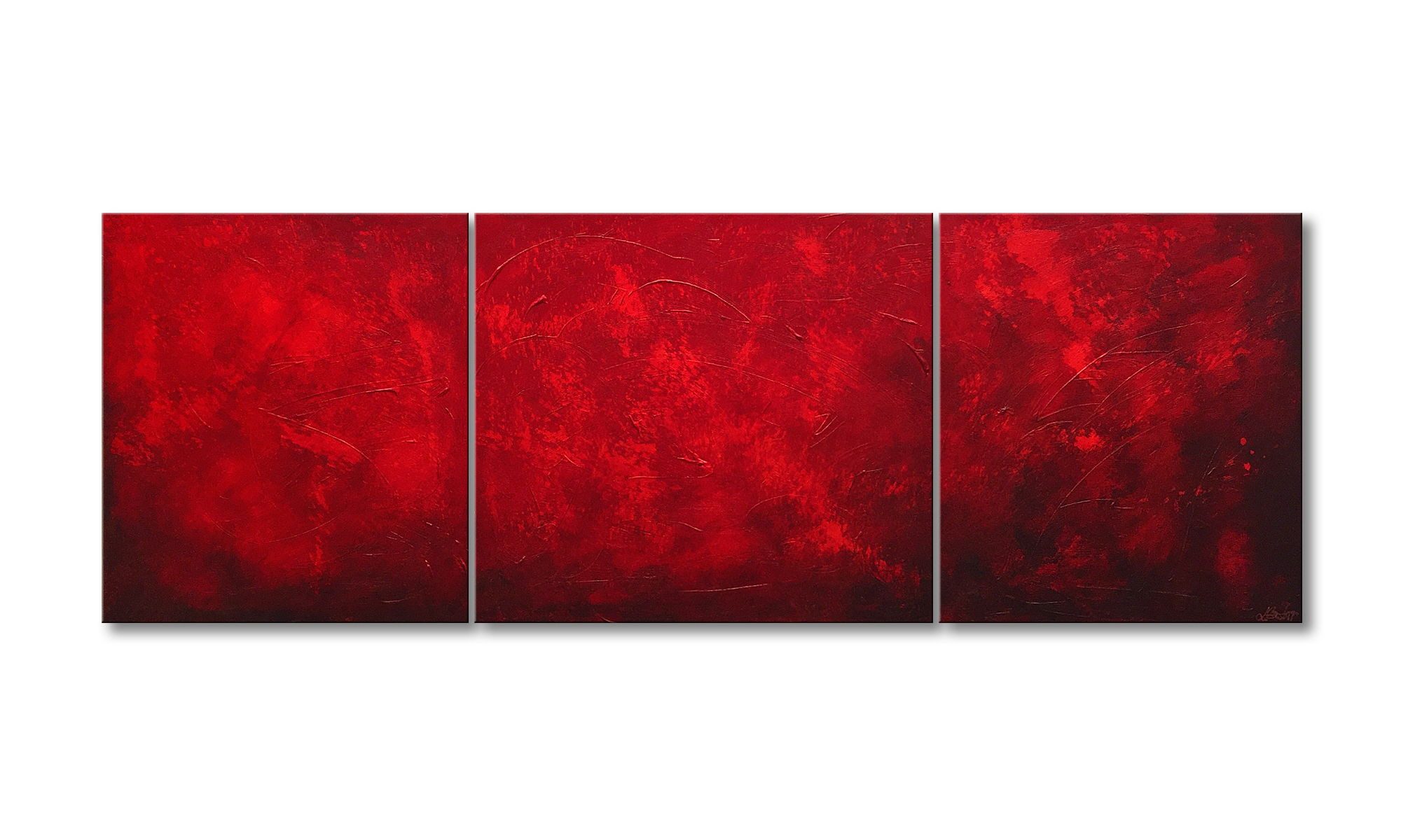 WandbilderXXL XXL-Wandbild Red Sky 230 x 80 cm, Abstraktes Gemälde, handgemaltes Unikat