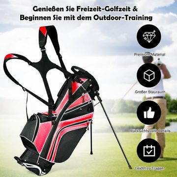 COSTWAY Golftrolley + Golfbag, mit Ständer, Regenschirmhalter