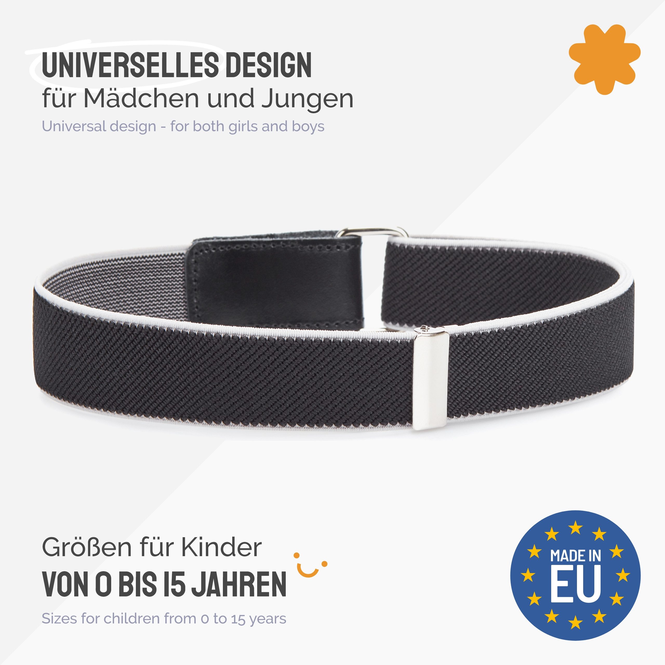 Ladeheid Stoffgürtel Kinder Gürtel Elastik-Gürtel 1-12 Jahre 34-90 cm P15 (1-St)