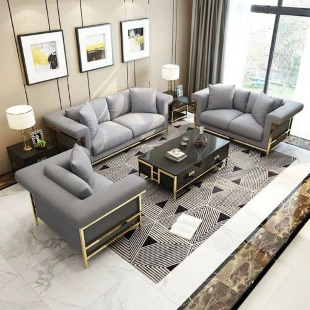 Sofas Set Polster Sofa Design 3tlg 3+2+1 Sitz Leder Garnitur Couch JVmoebel Wohnzimmer-Set,