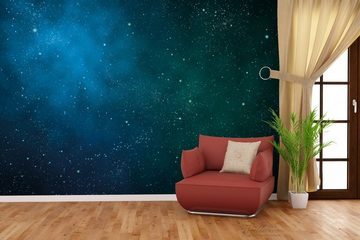 Wallario Vliestapete Sternenhimmel - Milchstraße und Sterne bei Nacht, seidenmatte Oberfläche