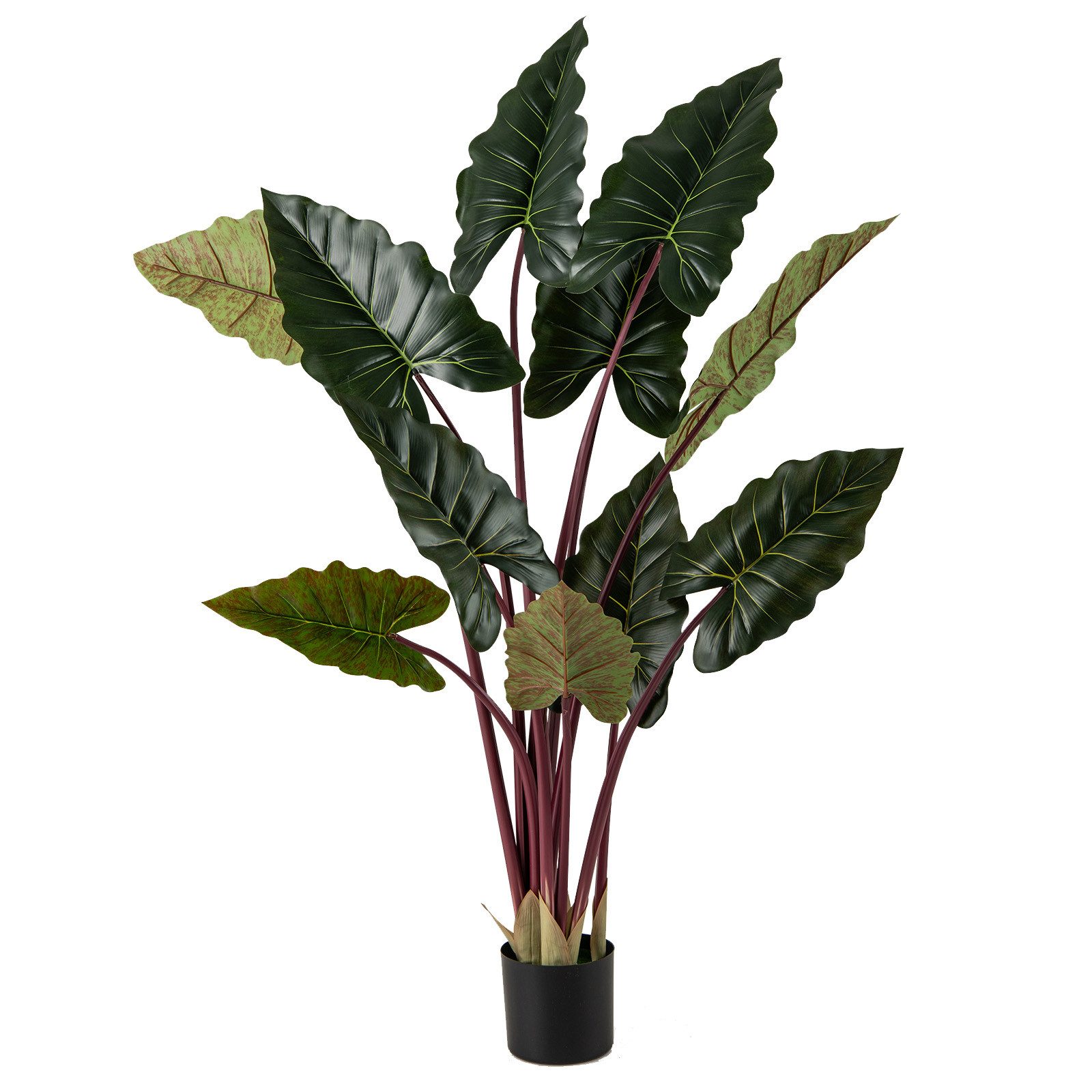 Kunstpflanze, COSTWAY, Höhe 160 cm, 160 cm vorgepflanzte Pflanze mit 11 künstlichen Blättern