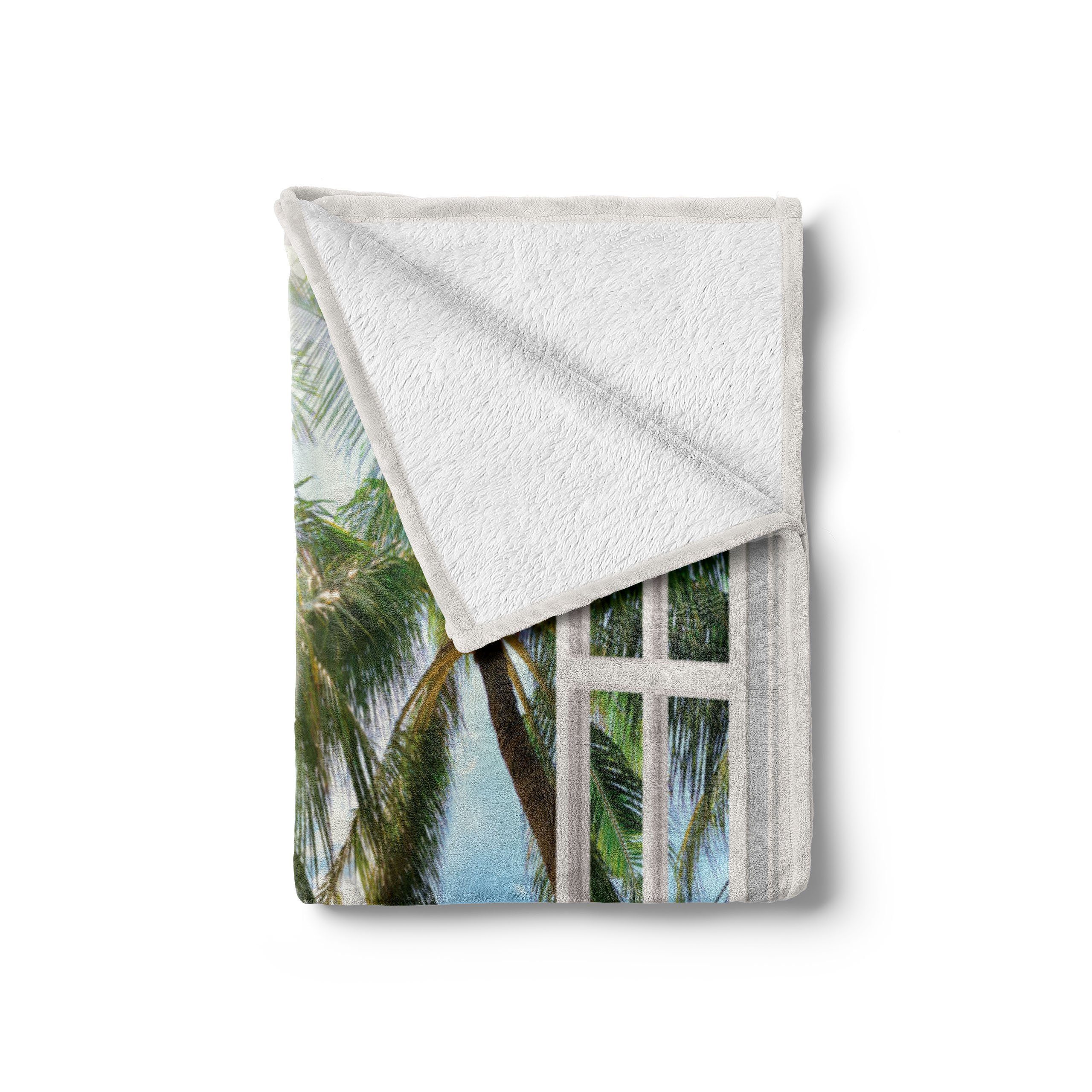 Wohndecke Gemütlicher Strand und Innen- für zum Tropisch Plüsch exotischen Fenster den Außenbereich, Abakuhaus