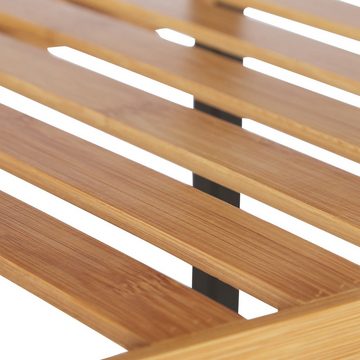 relaxdays Standregal Quadratisches Regal Bambus und Stahl, 3