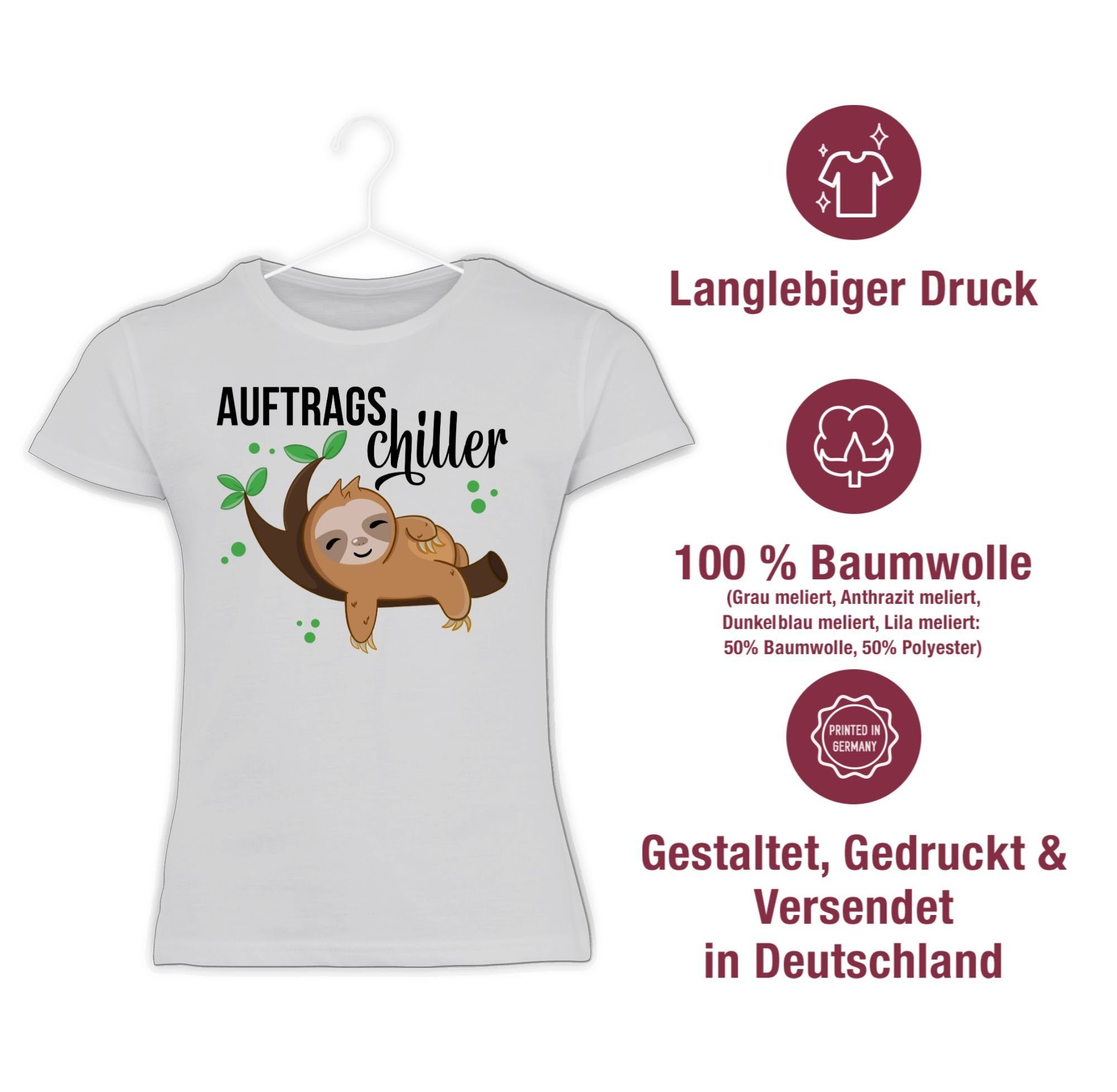 Tiermotiv 2 Animal mit Weiß schwarz Shirtracer Auftragschiller T-Shirt Print Faultier