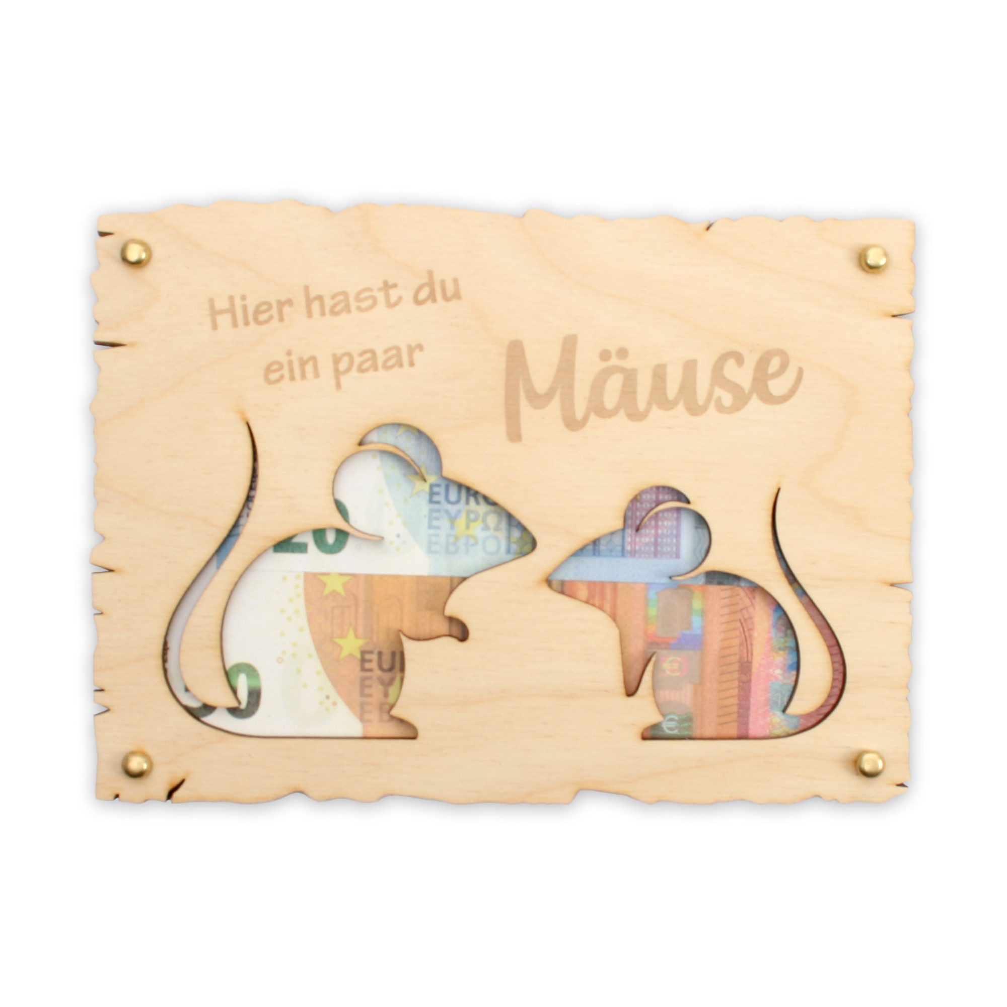 Glückwunschkarte „Ein paar Mäuse“ - Glückwunsch-Karte aus Holz für alle Anlässe