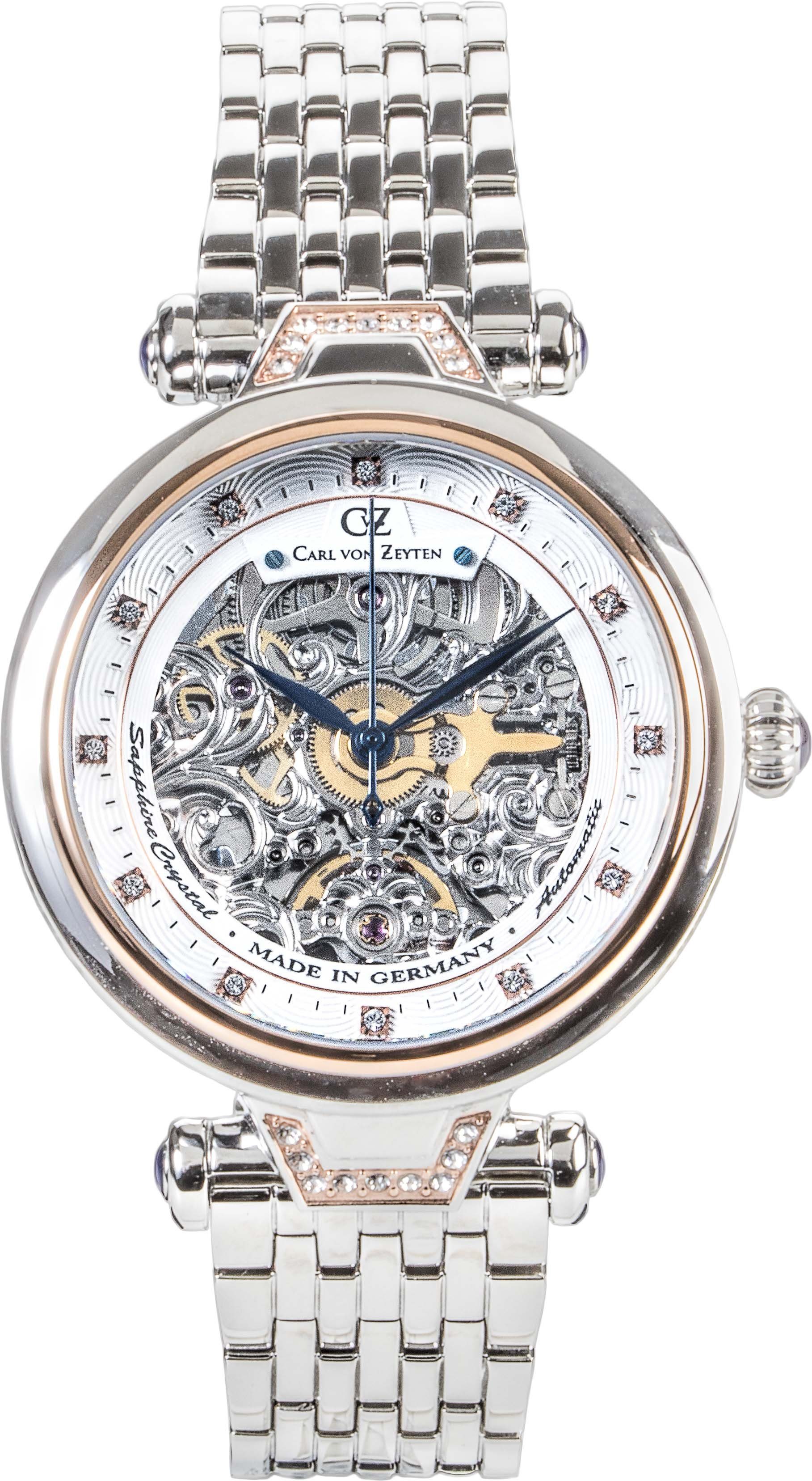Carl von Zeyten Automatikuhr Simonswald, CVZ0070RWMS, Armbanduhr, Damenuhr, Saphirglas, Made in Germany, Mechanische Uhr