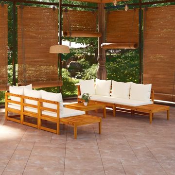 DOTMALL Gartenlounge-Set 5-tlg. Garten-Lounge-Set mit Cremeweißen Kissen Akazienholz
