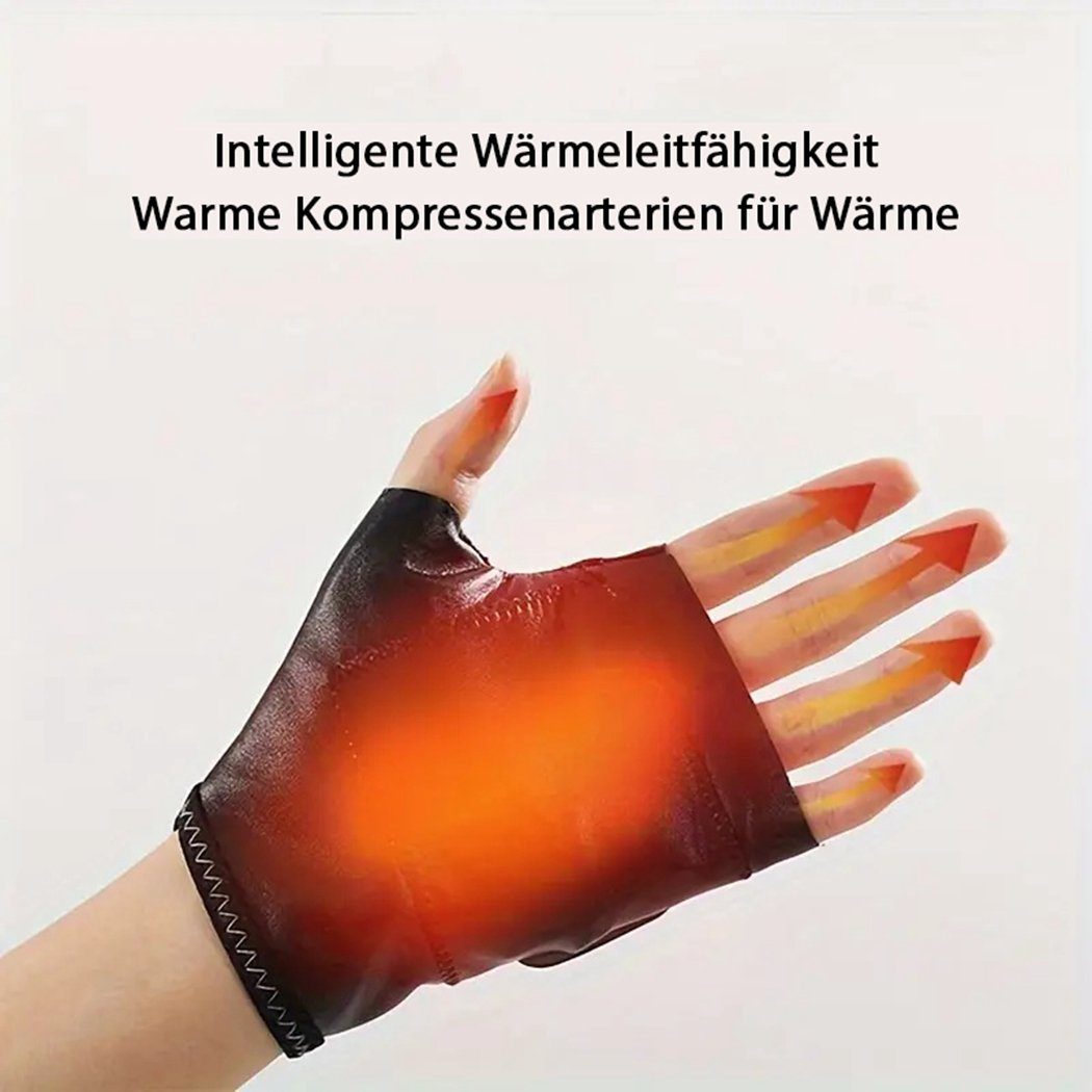 TUABUR Lederhandschuhe Intelligente beheizte winterwarme Hand- Lederhandschuhe, fingerlose