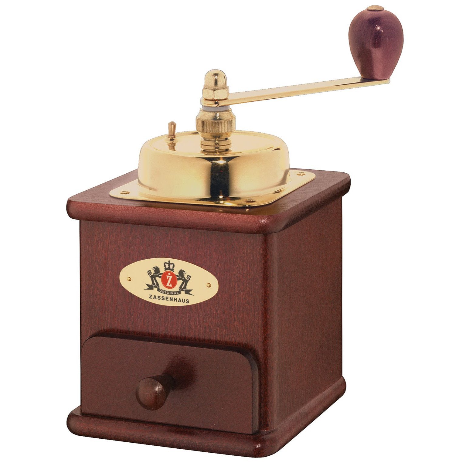 ZASSENHAUS Kaffeemühle Zassenhaus Kaffeemühle BRASILIA, Kegelmahlwerk aus gehärtetem Spezialstahl, 50 g Bohnenbehälter, Kaffemühle Manuell, Made in Germany