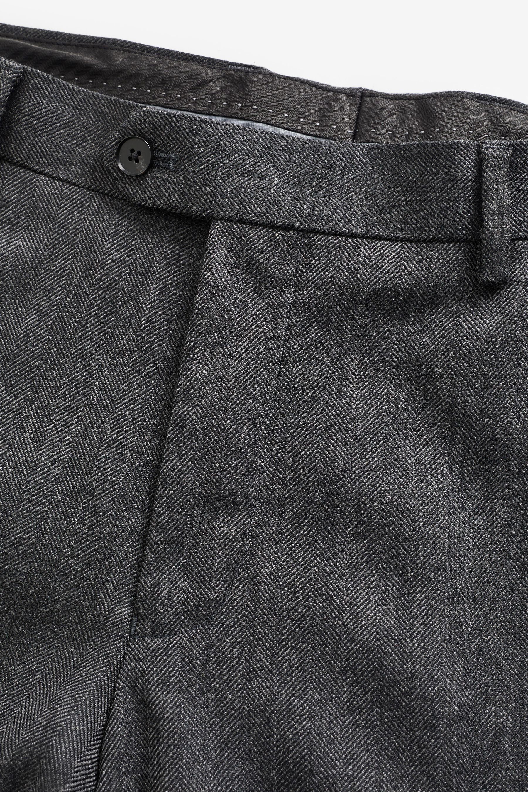 (1-tlg) Anzughose Grey Wollgemisch Next Anzughose aus Fischgratmuster mit