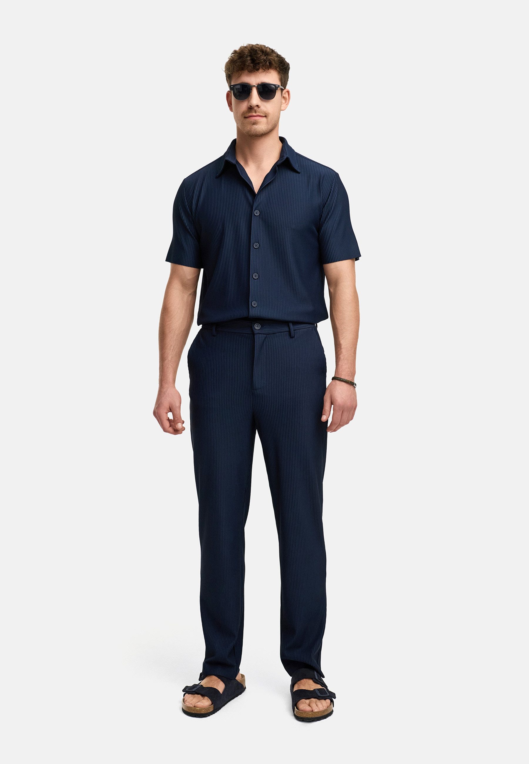 INDICODE Stoffhose Herren INAmogust Herrenhose Freizeithose Männer mit feiner Textur und subtil-edlem Streifenmuster