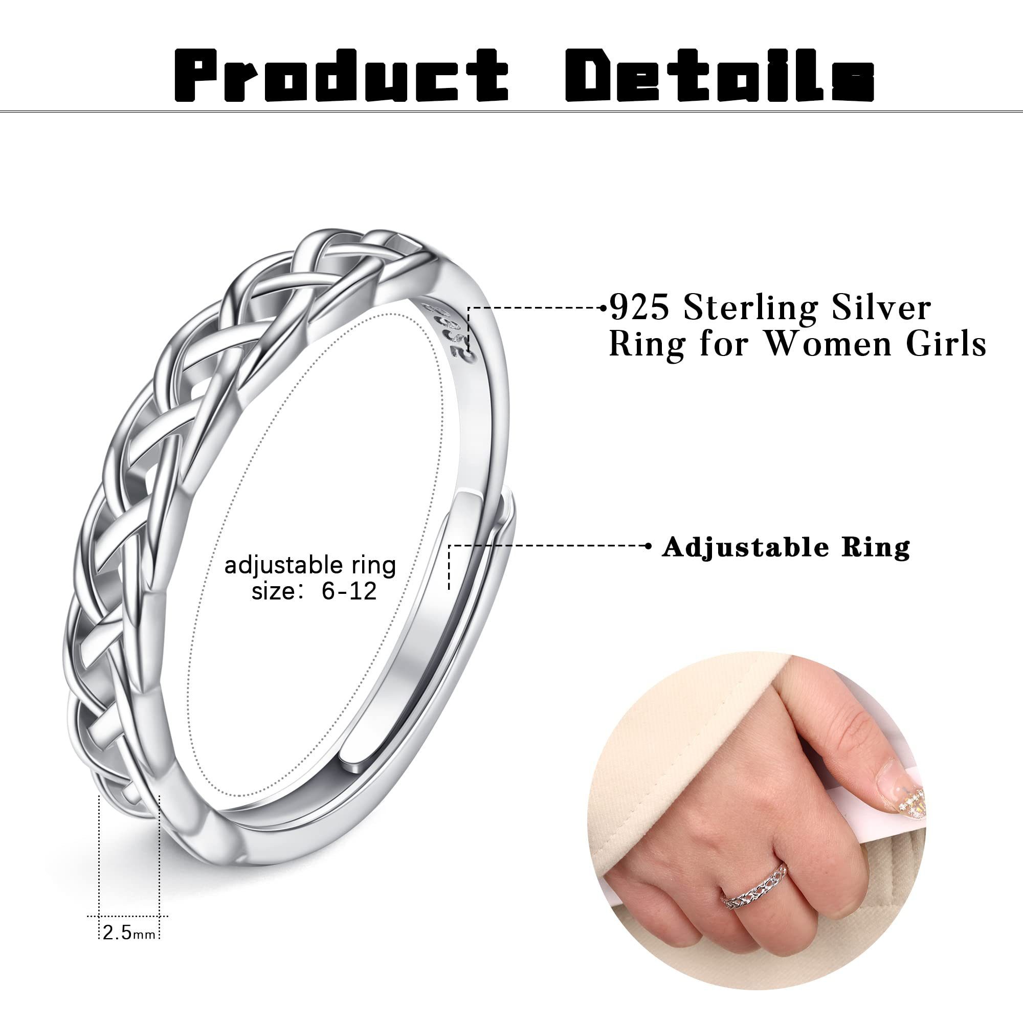 POCHUMIDUU Fingerring 925 Sterling Keltischer Damen Frauen (1-tlg), Verstellbare Knoten Ringe Verlobungsring Silber Ewigkeit Ring