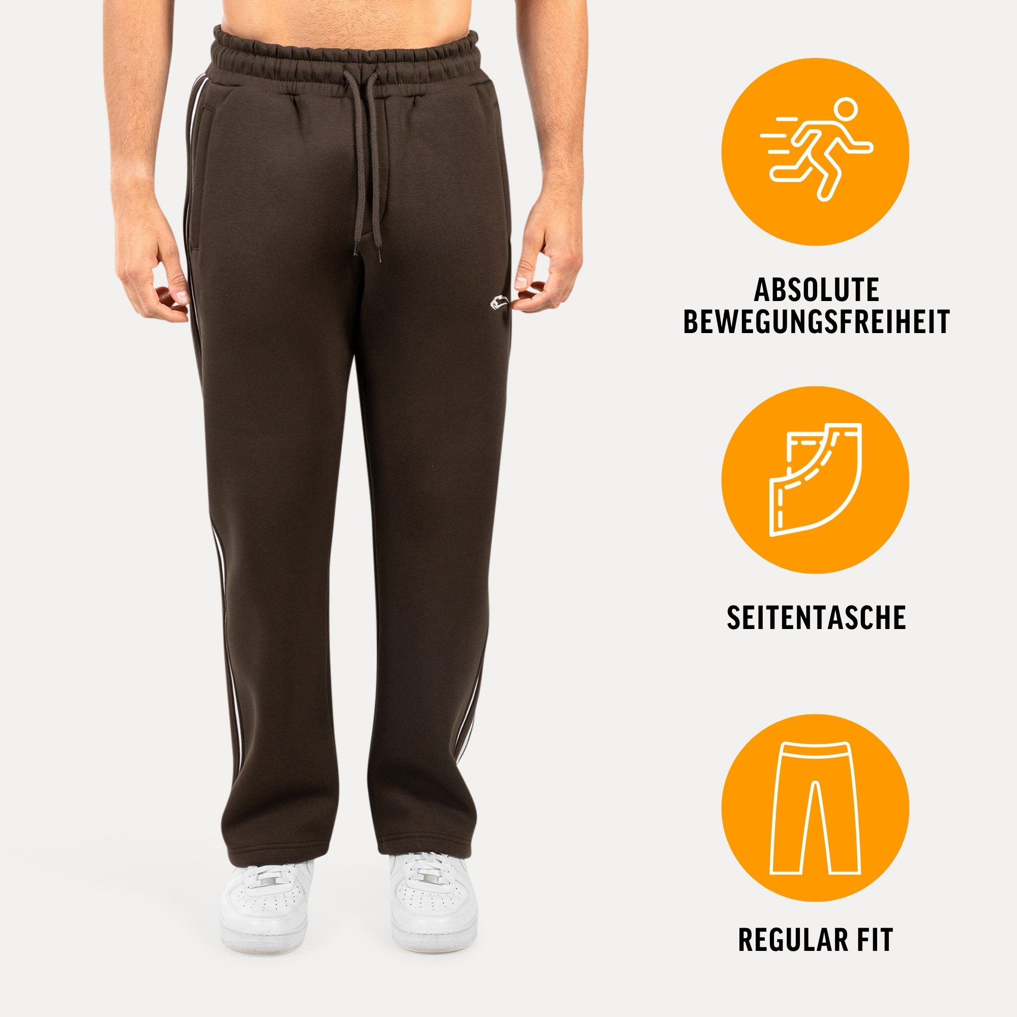 Smilodox Jogginghose Yasin, Sweathose mit Logo, Bequeme Freizeithose mit Kordelzug Seitentaschen weiße Seitenstreifen Angenehmes Material Sport Freizeit