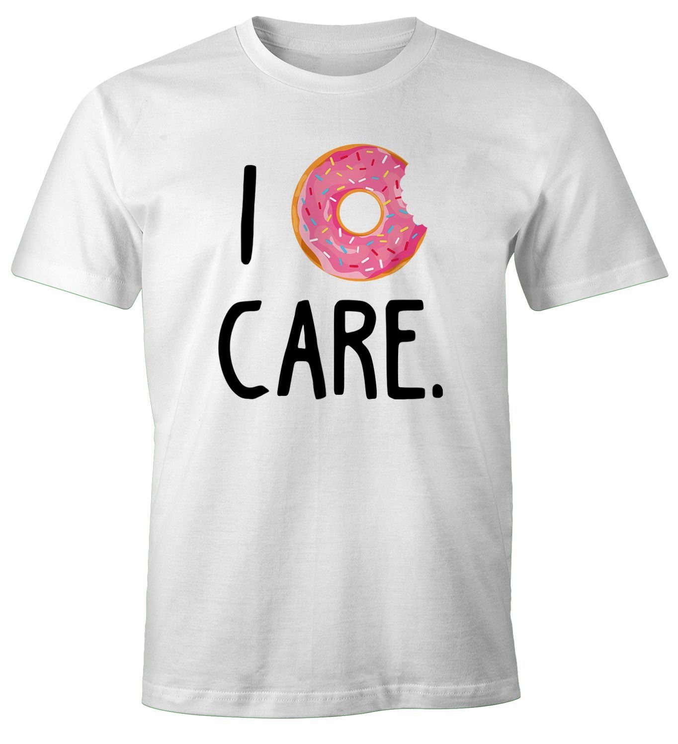 MoonWorks Print-Shirt Herren T-Shirt Spruch I donut care Donut Motiv Fun-Shirt Party Outfit Moonworks® mit Print
