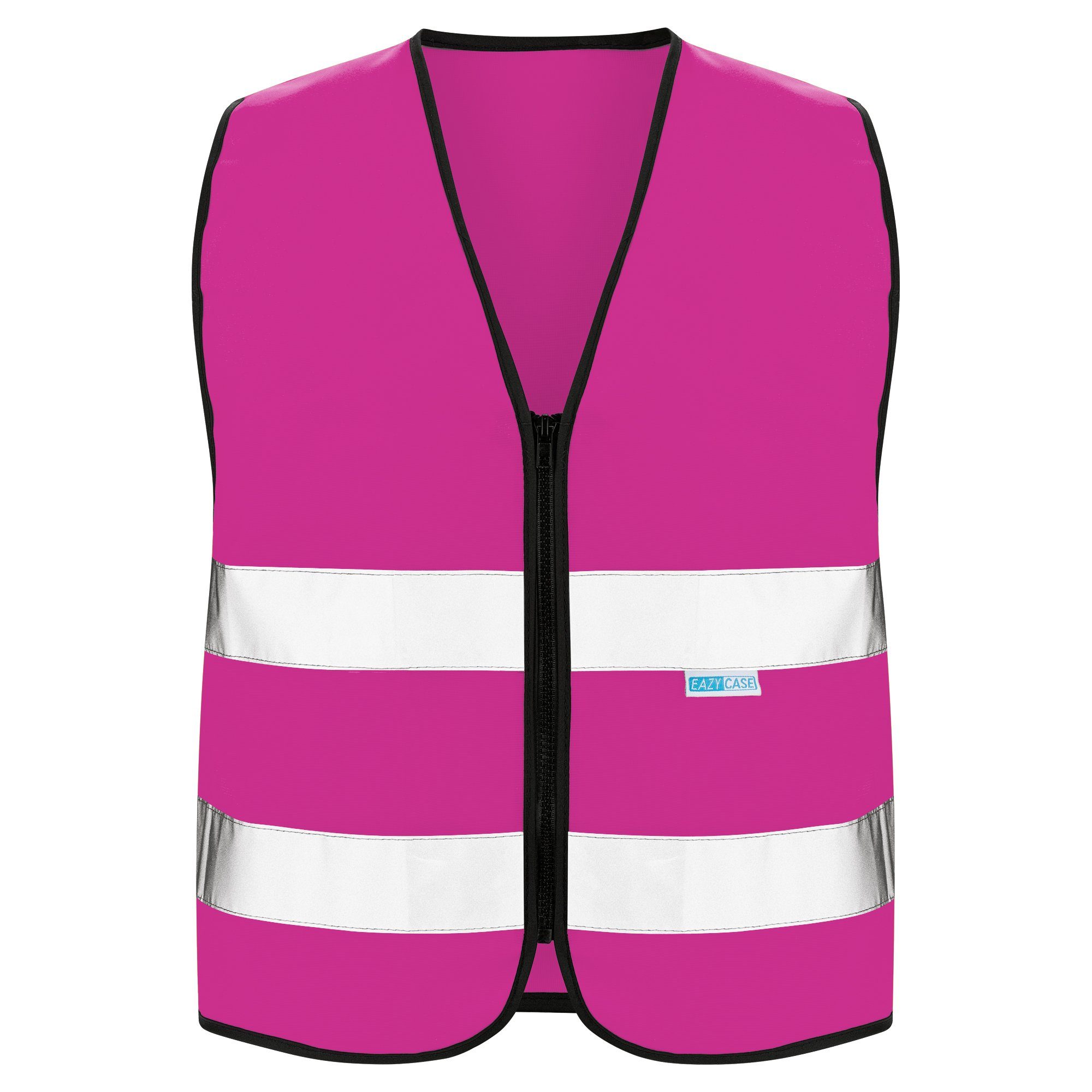 EAZY CASE Warnweste Kinder Warnweste Reißverschluss Reflektor Weste, Sicherheitsweste für Kinder Warnweste, Größe XS Pink