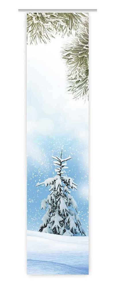 Schiebegardine Tree - romantischer Weihnachts-Winter Flächenvorhang, gardinen-for-life, Top Qualität, waschbar, blickdicht