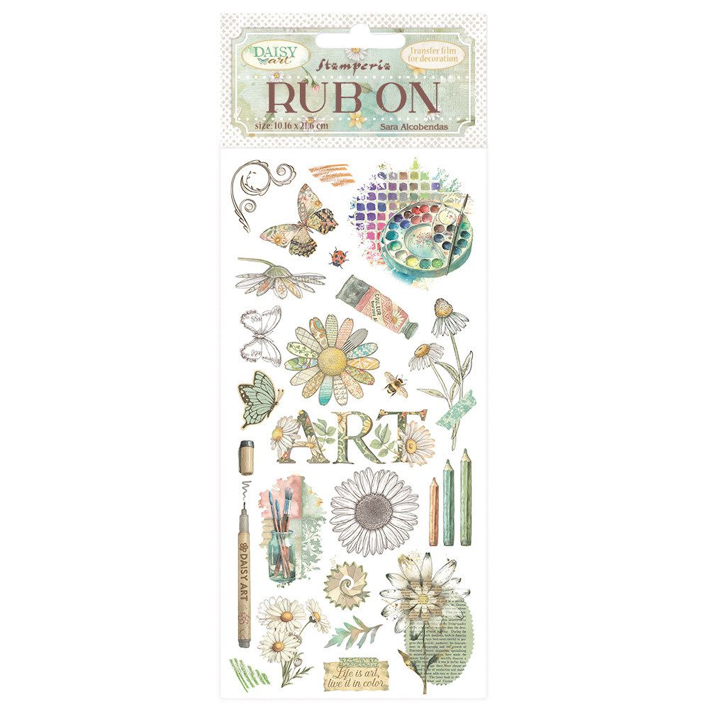 Stamperia Dekorationsfolie Rub On Transferfolie Daisy Art, Kunststoff