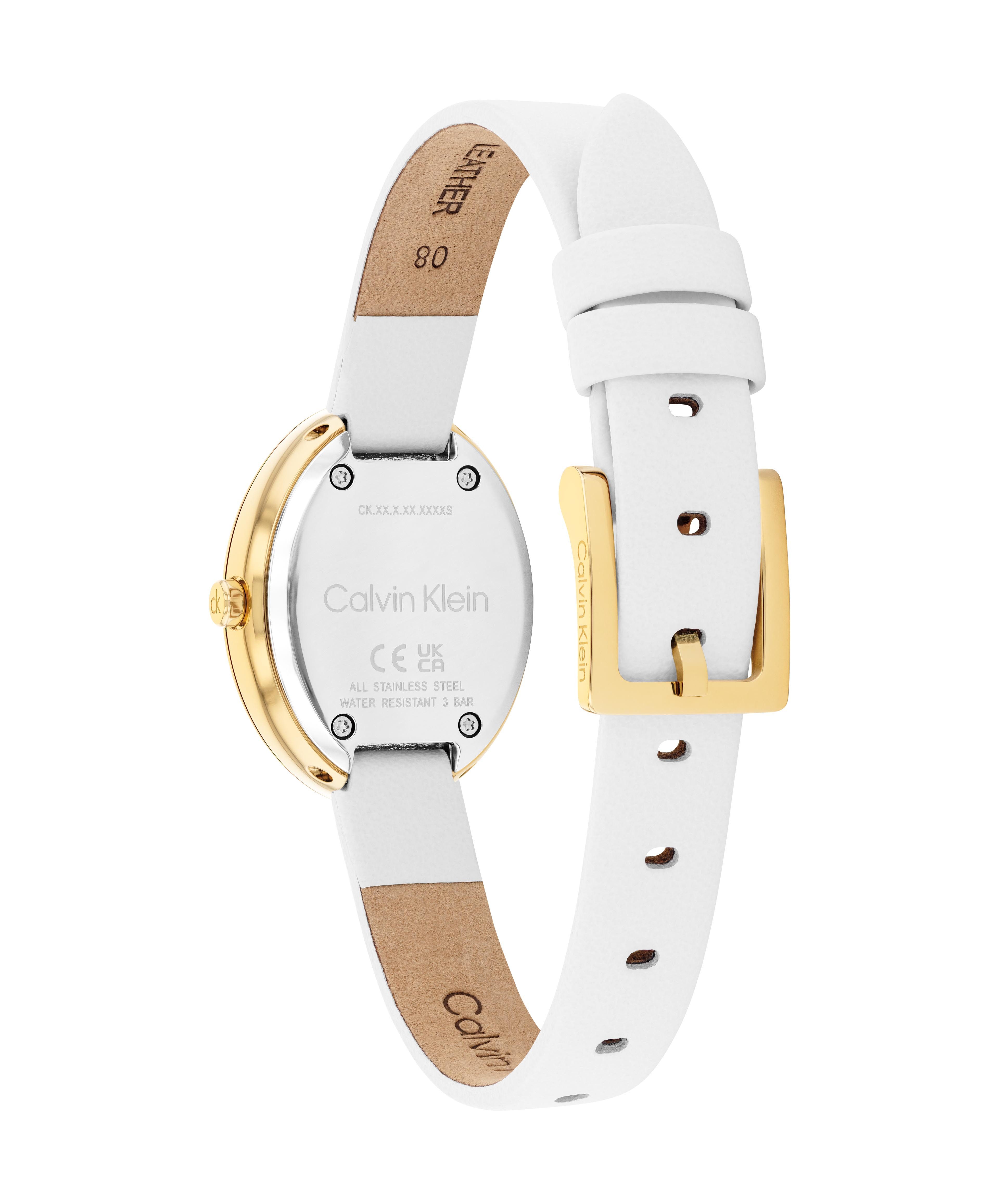 Calvin Klein Quarzuhr TWISTED BEZEL 25100146, Armbanduhr, Damenuhr, Lederar günstig online kaufen