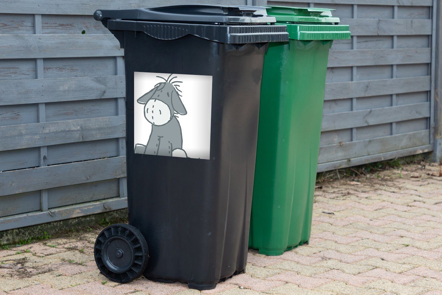 eines Mülltonne, Esels (1 Wandsticker Container, Mülleimer-aufkleber, Sticker, Abfalbehälter St), MuchoWow Illustration Eine