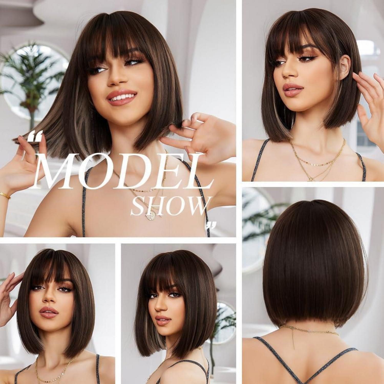 LuxusKollektion Kunsthaarperücke Braune Bob Perücke Kurz Gerade Synthetik Haar Frauen Cosplay Party